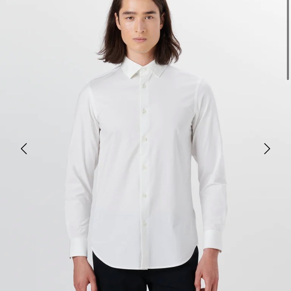 BUGATCHI WHITE PATTERN SHAPED FIT LONG SLEEVES SHIRT. - Picture 4 of 12